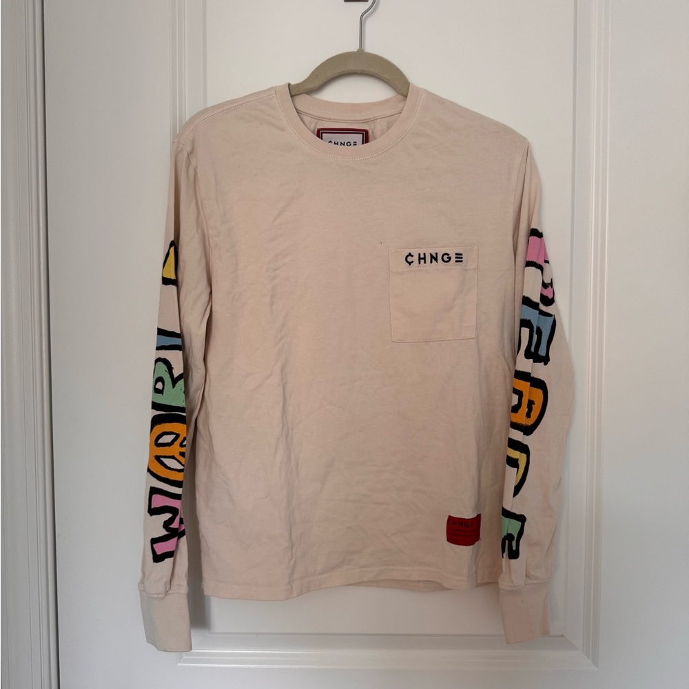 CHNGE Cream Long Sleeve Tee with Graphic Design